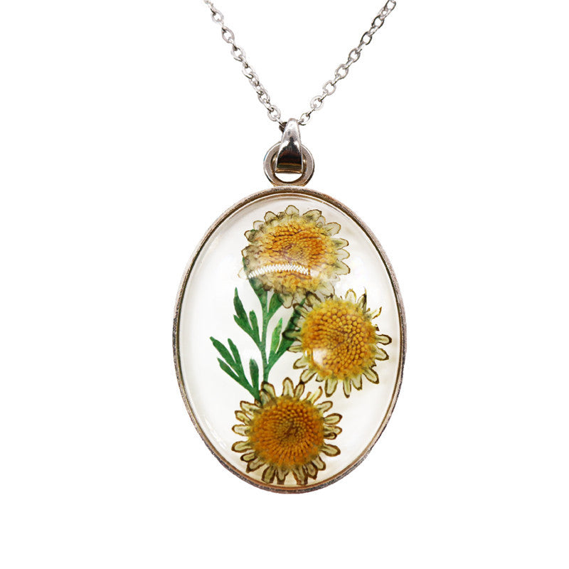 Wholesale 6pcs Creative Handmade Natural Dried Flower Pendant Necklace