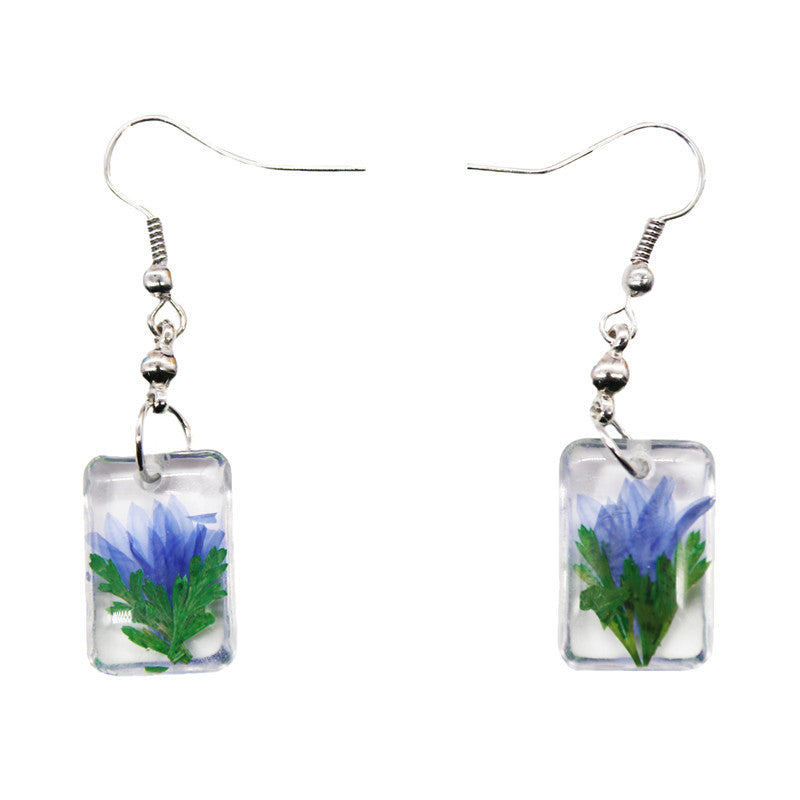 Wholesale 12pcs Resin Dried Flower Fashion Ethnic Style Real Flower Earrings