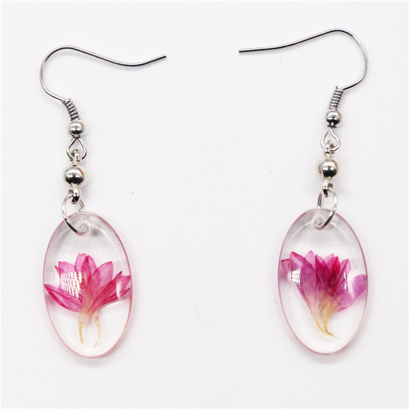 Wholesale 12pcs Resin Dried Flower Fashion Ethnic Style Real Flower Earrings