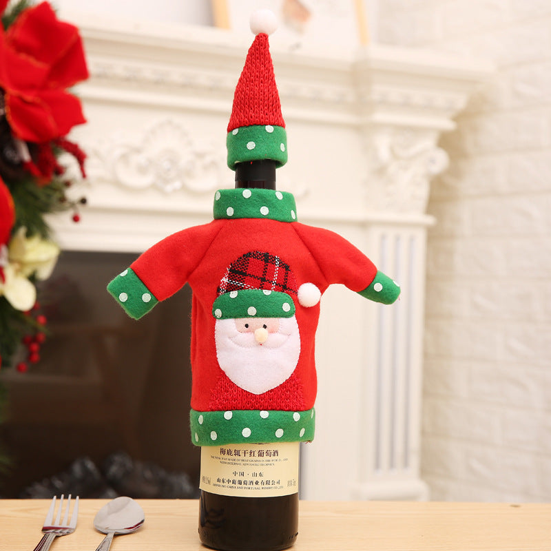 Wholesale Christmas Embroidery Cartoon Wine Bottle Cover Decoration