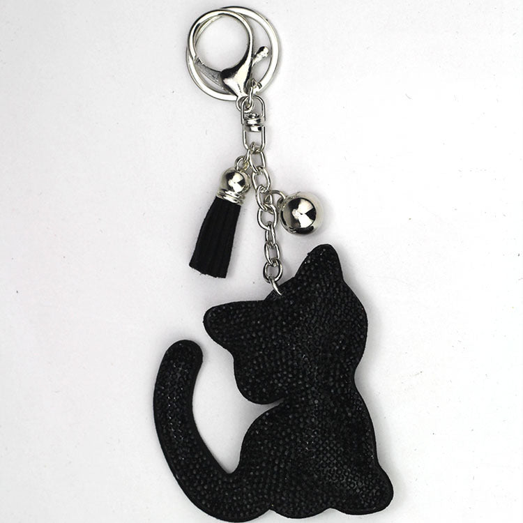 Wholesale  Velvet Diamond Loving Cat Cute Keychain Tassel Small Gift Creative Keychain