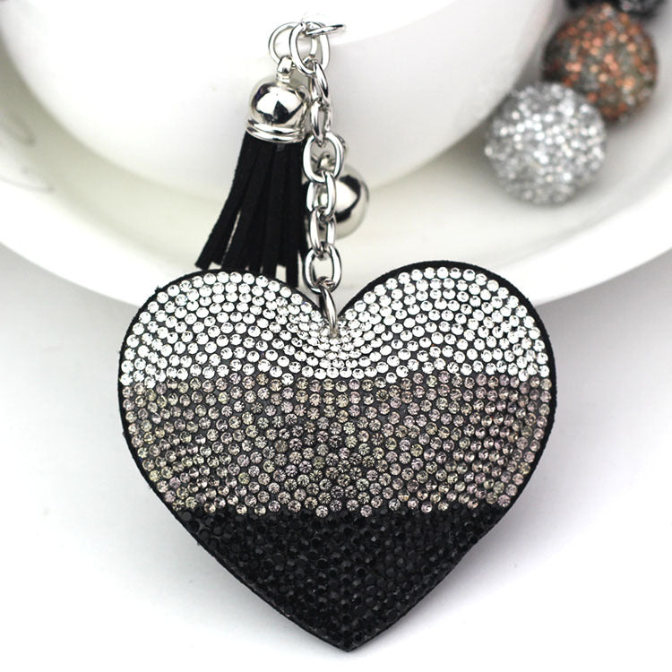 Wholesale Velvet Inlaid Diamond Heart Keychains