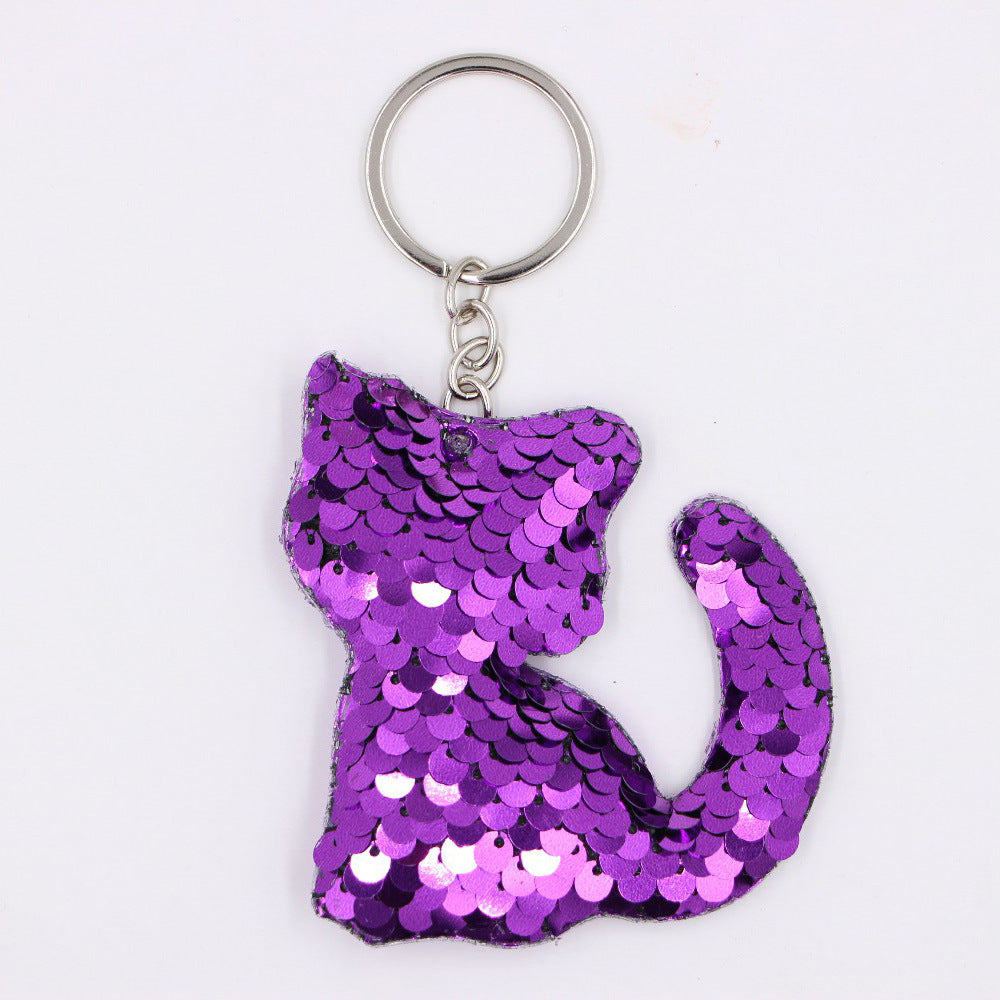 Wholesale Lucky Four Leaf Clover Reflective Sequin Bag Charm Car Keychain Gift