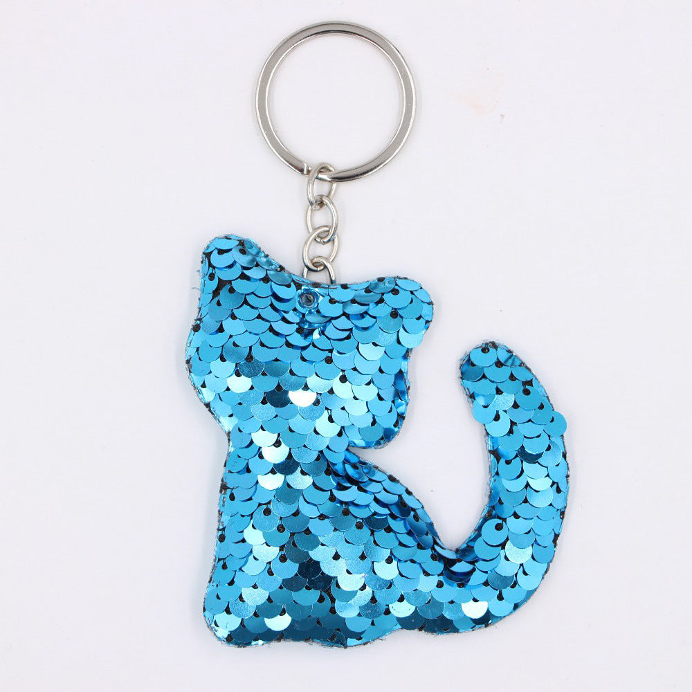 Wholesale Double Sided Sequin Unicorn Keychain Pendant Reflective Bag Charm Christmas Animal Gift