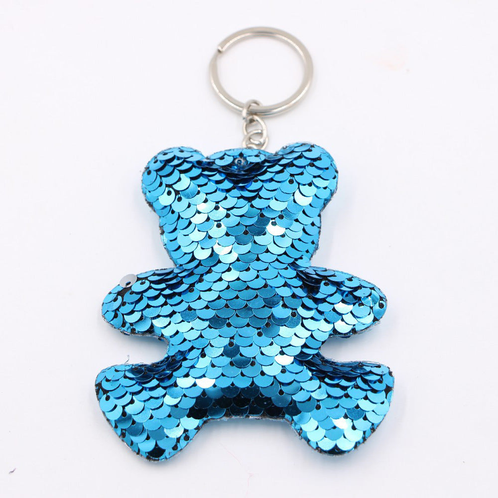 Wholesale Double Sided Sequined Heart Keychain Pendant Luminous Sparkly Bag Charm For Bags And Car Keys Chic Fashion Accessory