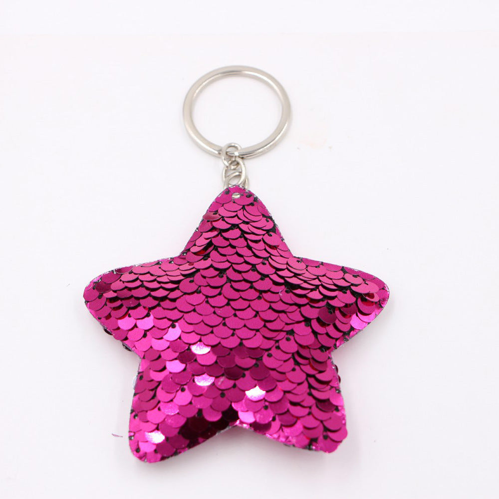 Wholesale Double Sided Sequin Unicorn Keychain Pendant Reflective Bag Charm Christmas Animal Gift