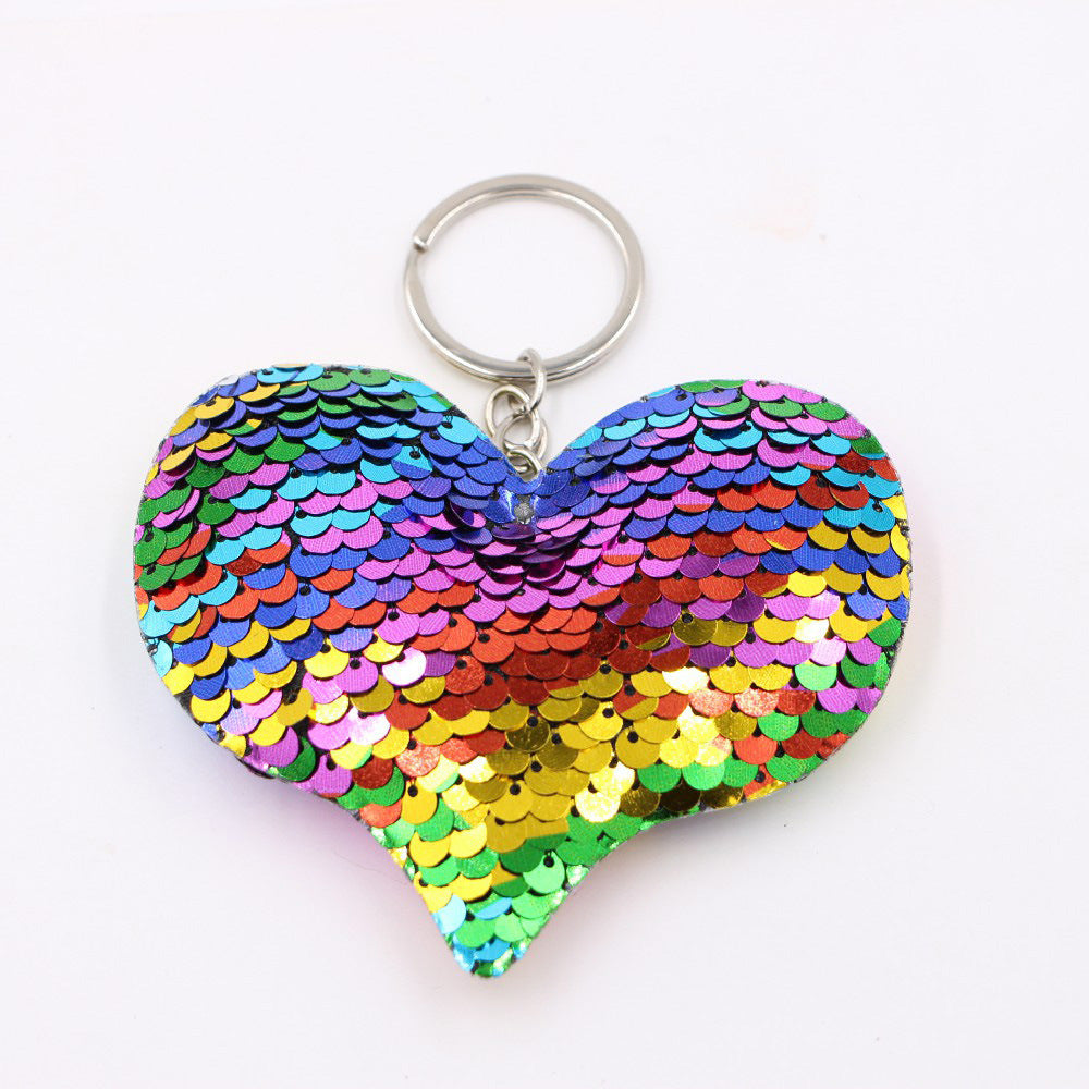 Wholesale Double Sided Sequin Unicorn Keychain Pendant Reflective Bag Charm Christmas Animal Gift