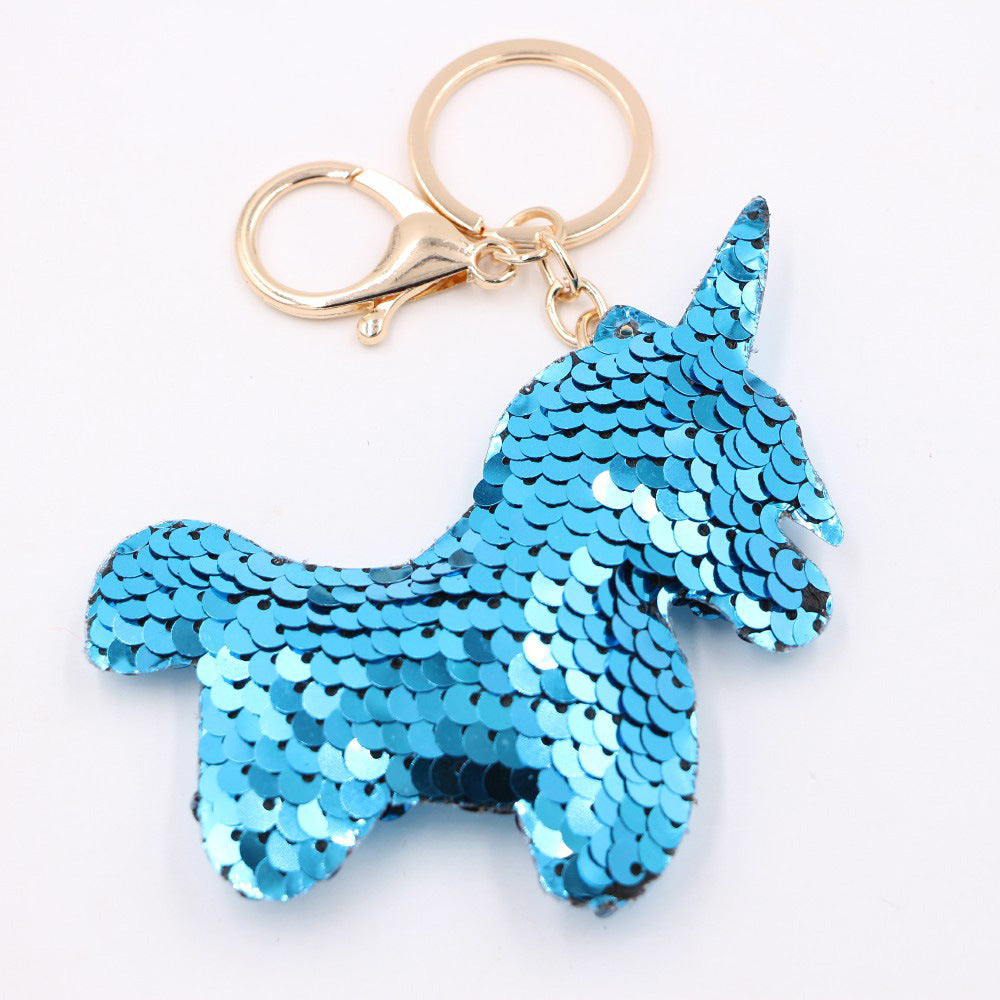 Wholesale Stylish Four Leaf Clover Sequin Keychain Glow Reflective Bag Charm Jewelry Accessory