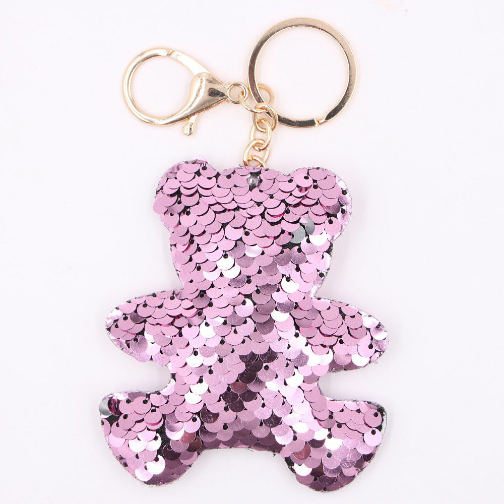 Wholesale Sequined Bear Keychain Chic Animal Bag Charm And Car Key Accessory Trendy Gift For Everyday Use