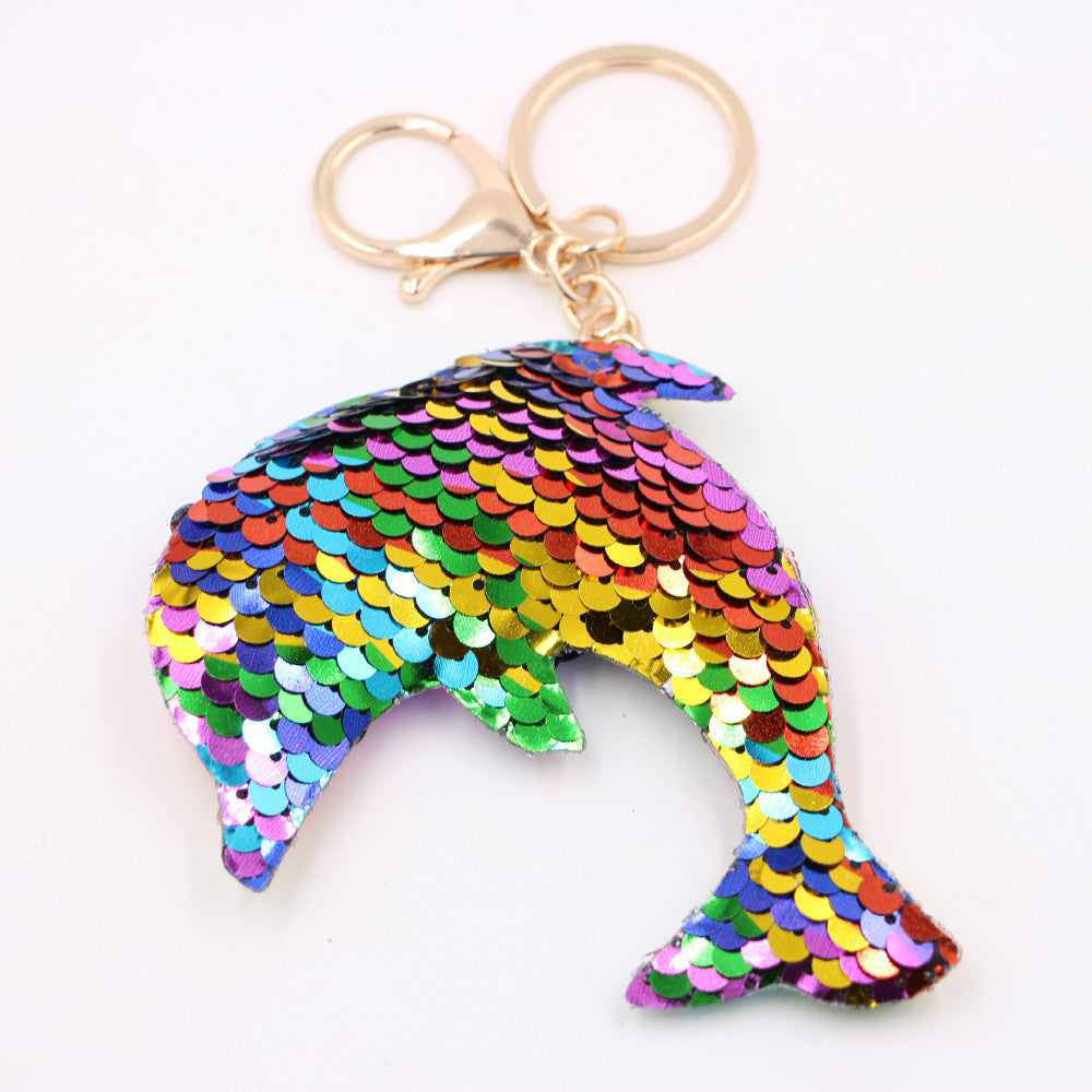Wholesale Gold Star Sequin Keychain Chic Bag Charm Reflective Pendant For Ladies Purse Accessory
