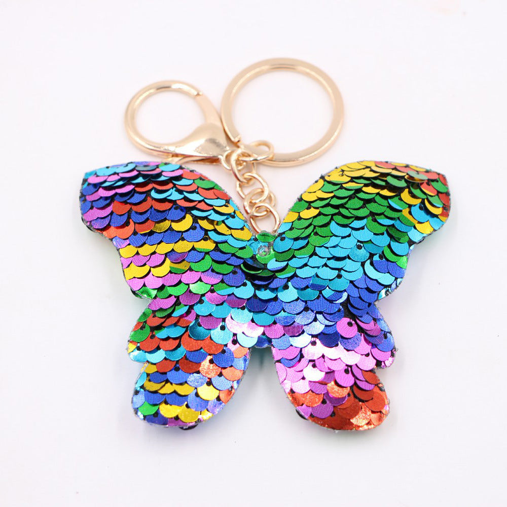 Wholesale Gold Star Sequin Keychain Chic Bag Charm Reflective Pendant For Ladies Purse Accessory