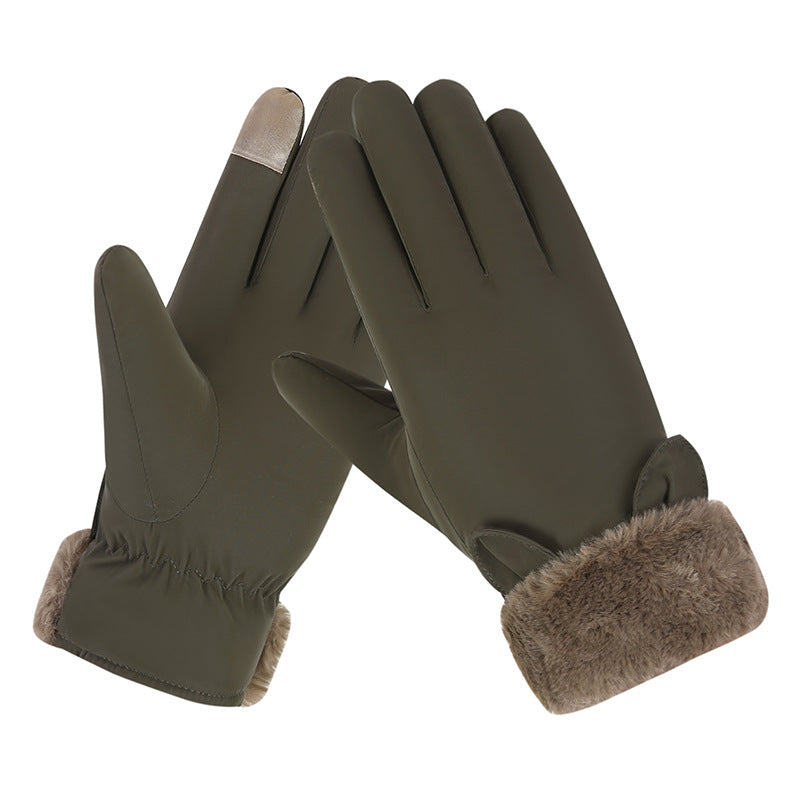 Wholesale autumn and winter warm ladies fleece cold-proof outdoor touch screen hair mouth rabbit ears cotton gloves