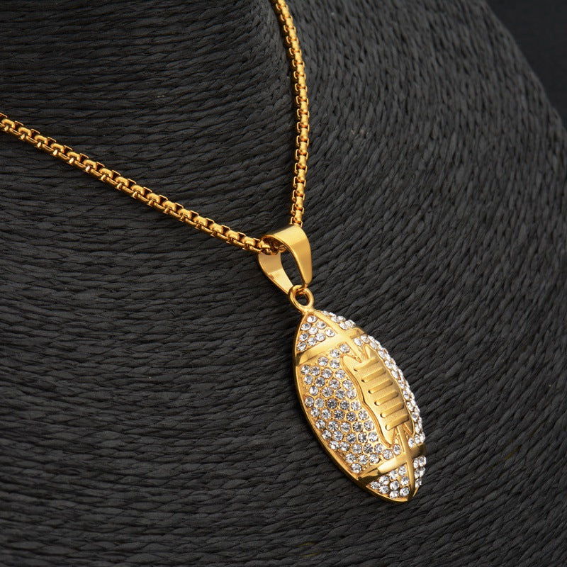 Wholesale Rugby Titanium Steel Long Necklace