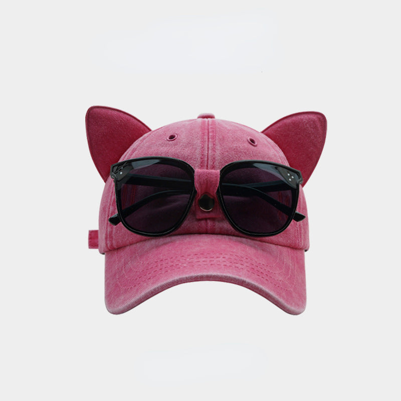 Wholesale Cotton Cat's Ears (Steamed Cat-ear Shaped Bread) Sunglasses Baseball Cap