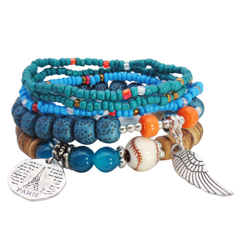Wholesale  Fashion Color Bohemian Ethnic Style Bracelet  Elastic Rice Beads
