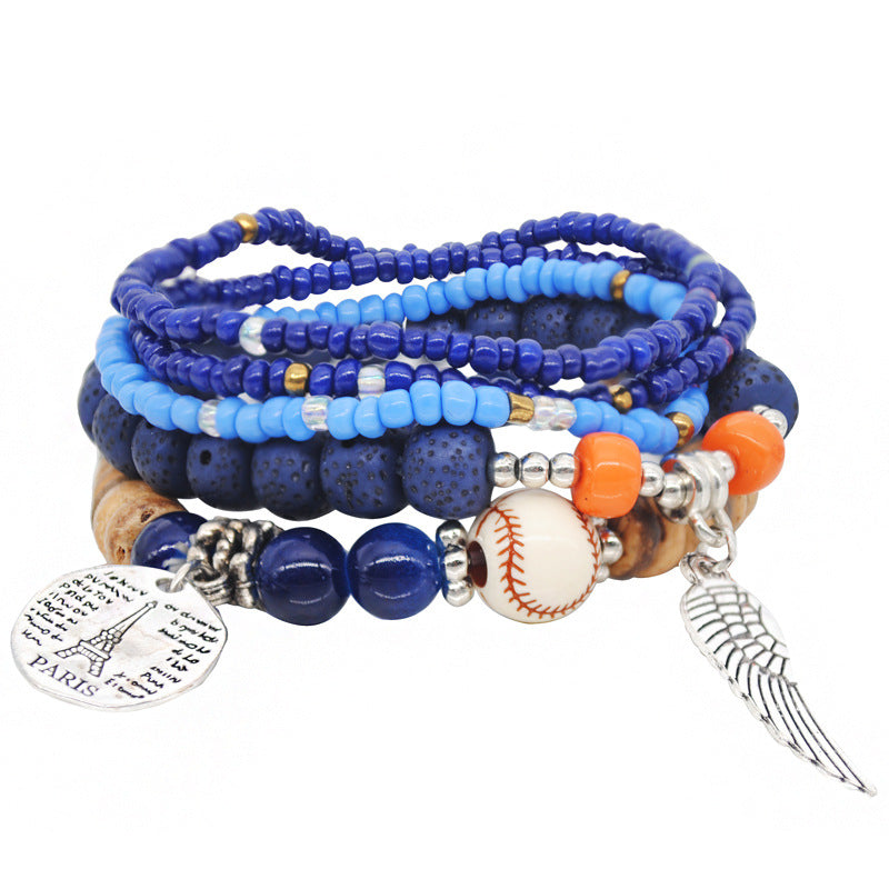 Wholesale  Fashion Color Bohemian Ethnic Style Bracelet  Elastic Rice Beads