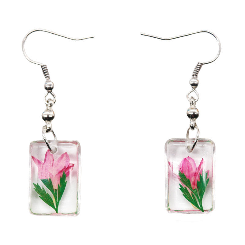 Wholesale 12pcs Resin Dried Flower Fashion Ethnic Style Real Flower Earrings