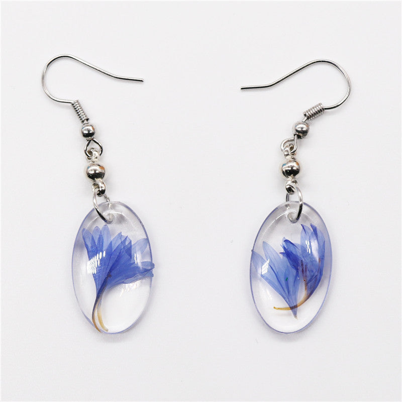 Wholesale 12pcs Resin Dried Flower Fashion Ethnic Style Real Flower Earrings