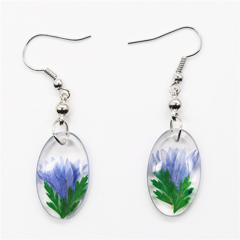 Wholesale 12pcs Resin Dried Flower Fashion Ethnic Style Real Flower Earrings
