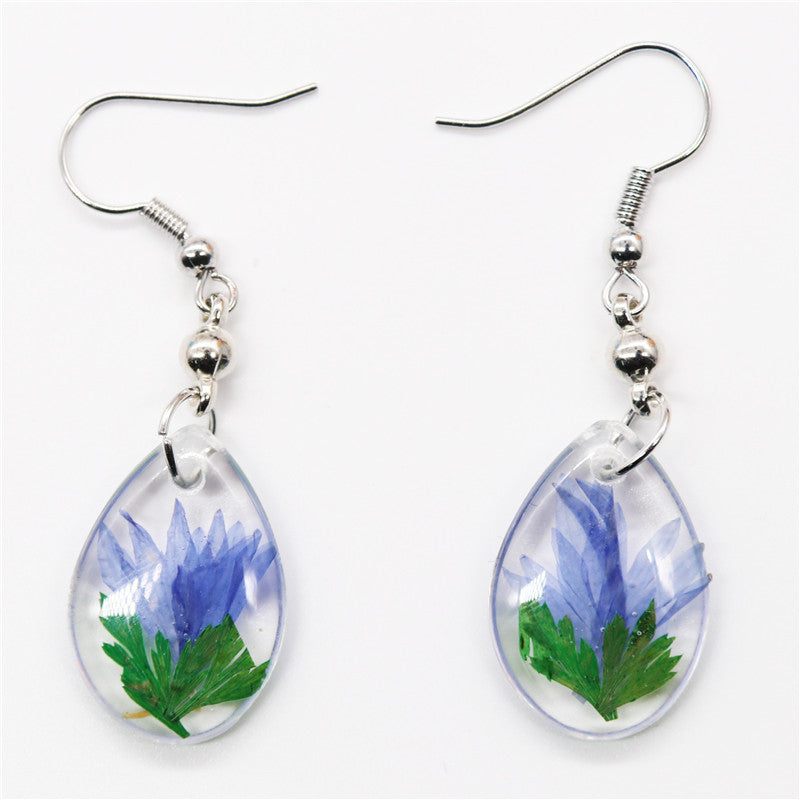 Wholesale 12pcs Resin Dried Flower Fashion Ethnic Style Real Flower Earrings