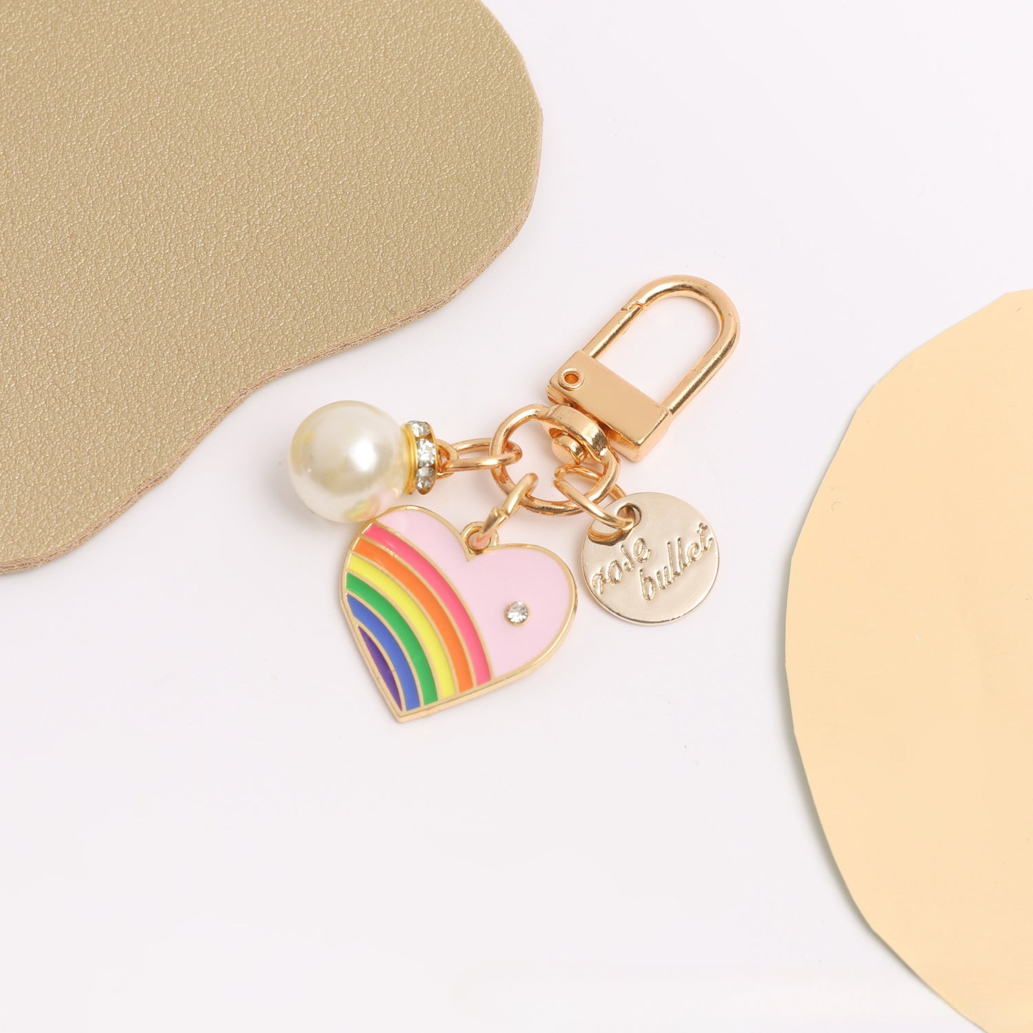 Wholesale Rainbow Heart Alloy Keychains