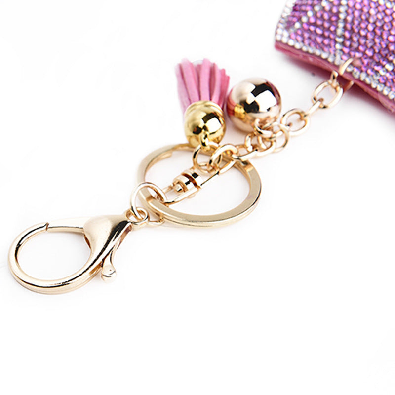 Wholesale Plush Tassel Inlaid Diamond Keychain