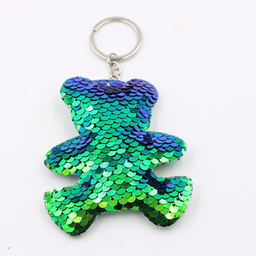 Wholesale Christmas Tree Sequin Keychain Pendant Luminous Car Ornament Trendy Gift Accessory