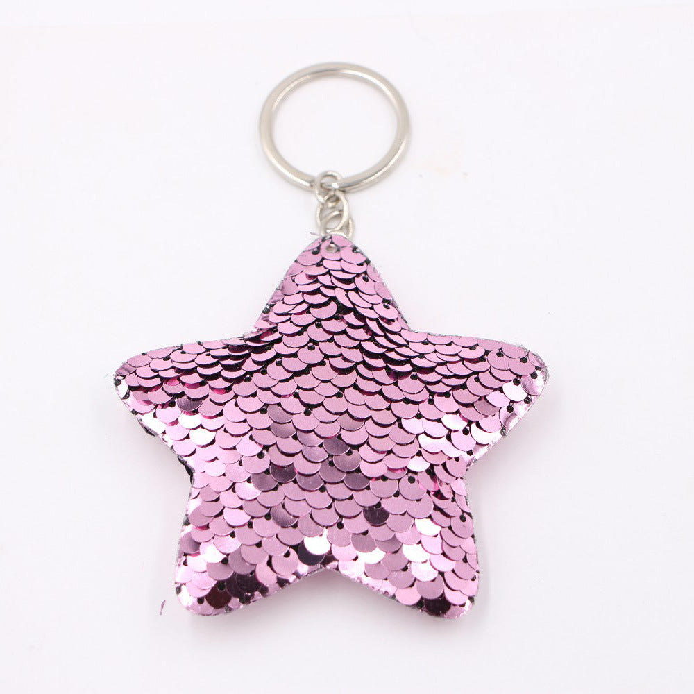 Wholesale Double Sided Sequined Heart Keychain Pendant Luminous Sparkly Bag Charm For Bags And Car Keys Chic Fashion Accessory