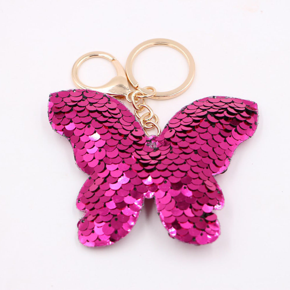 Wholesale Gold Star Sequin Keychain Chic Bag Charm Reflective Pendant For Ladies Purse Accessory