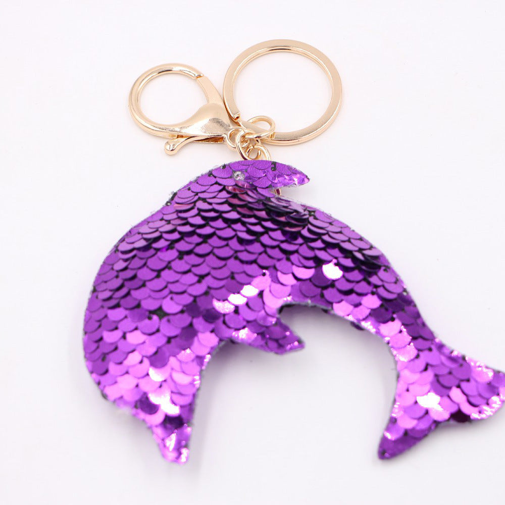 Wholesale Gold Star Sequin Keychain Chic Bag Charm Reflective Pendant For Ladies Purse Accessory