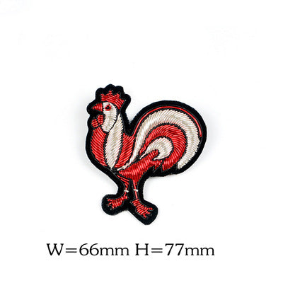 Wholesale DIY Hand Embroidered Indian Silk Patches Embroidered Rooster Brooch Hat Accessories