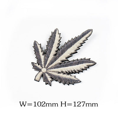 Wholesale DIY Hand Embroidered Indian Silk Patches Large Maple Leaf Brooch Clothes Hat Accessories