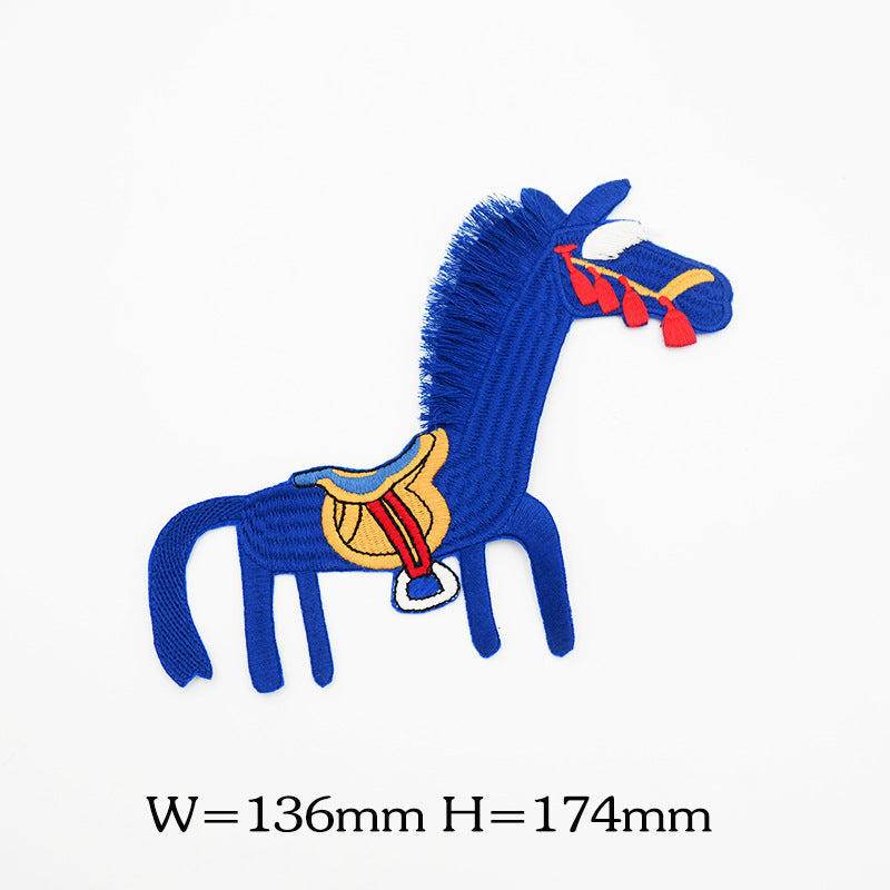 Wholesale Computer Embroidered Blue Tasseled Horse Patch For Everyday Wear And Home Decor
