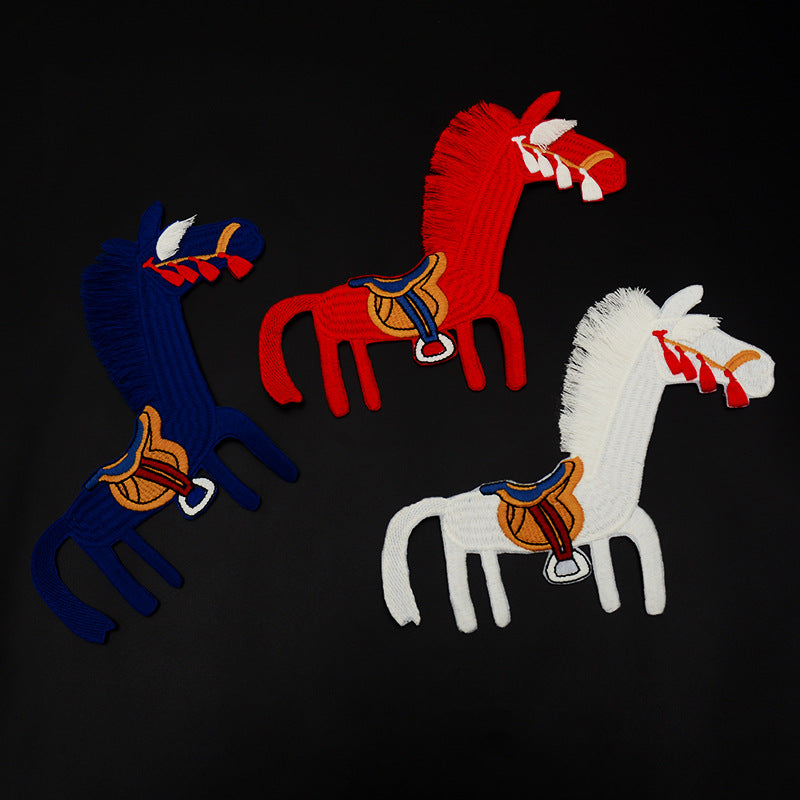 Wholesale Computer Embroidered Blue Tasseled Horse Patch For Everyday Wear And Home Decor