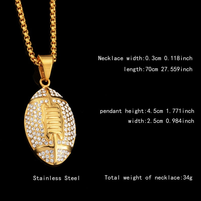 Wholesale Rugby Titanium Steel Long Necklace