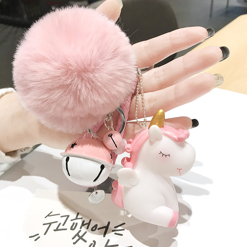 Wholesale Unicorn Hair Ball Silicone Keychains