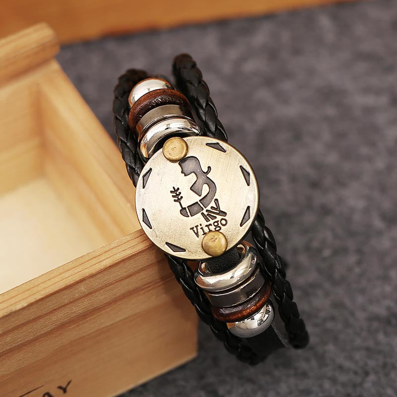 Brazalete de hebilla de aleación de cuero genuino de cuerda trenzada al por mayor