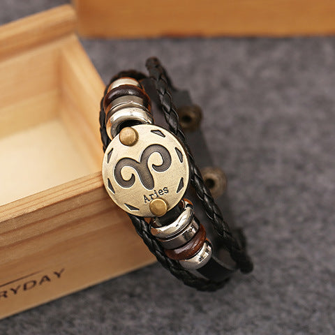 Brazalete de hebilla de aleación de cuero genuino de cuerda trenzada al por mayor