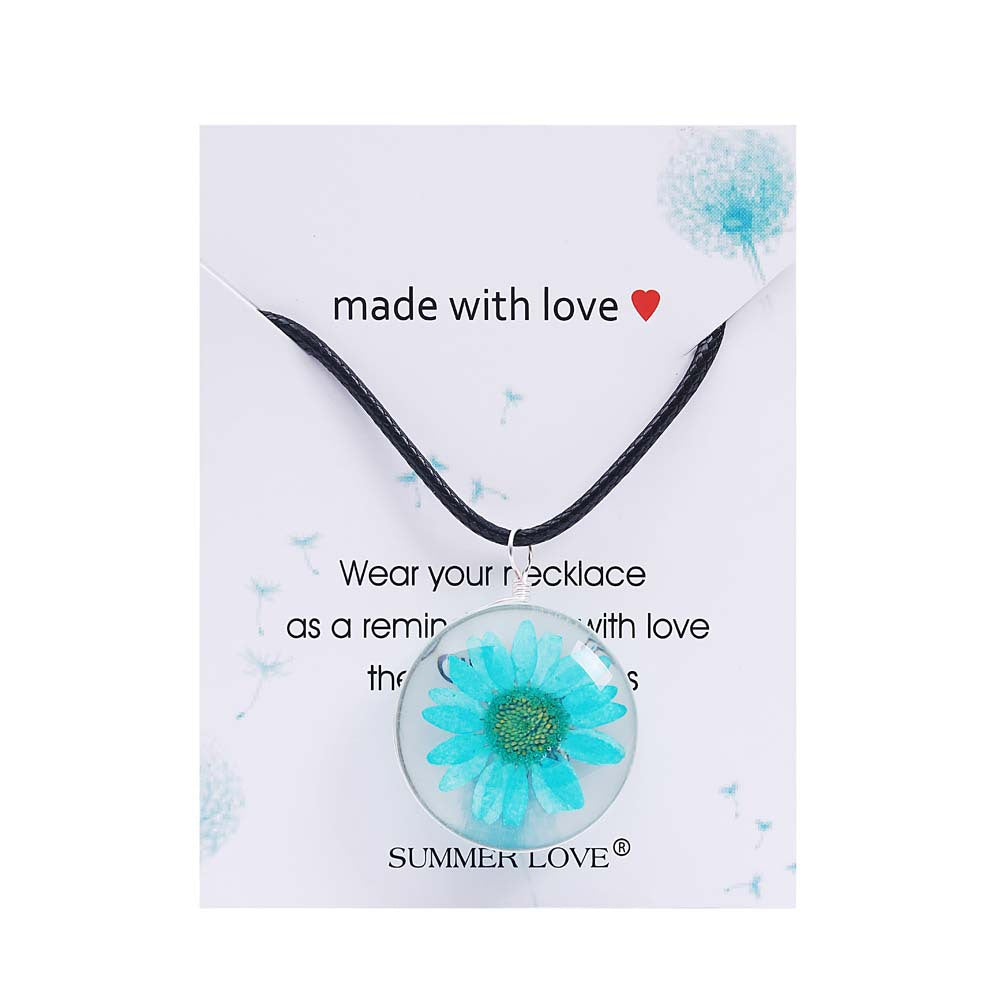 Wholesale Gem Creative Dry Flower Crystal Glass Necklace