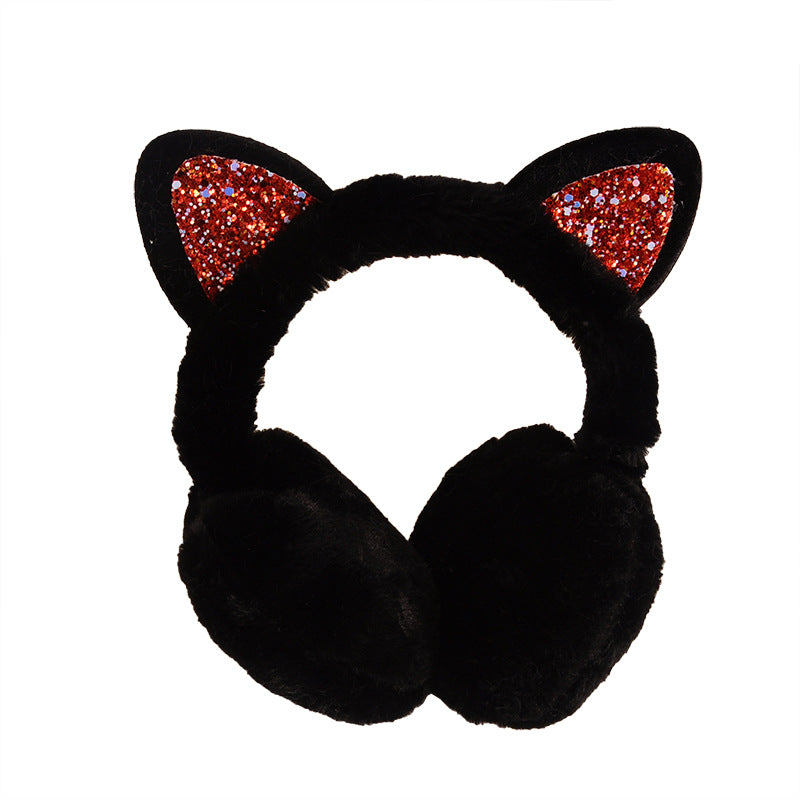 Wholesale Cat Ears Shiny Plush Cute Winter Cold Protection Warm Earmuffs