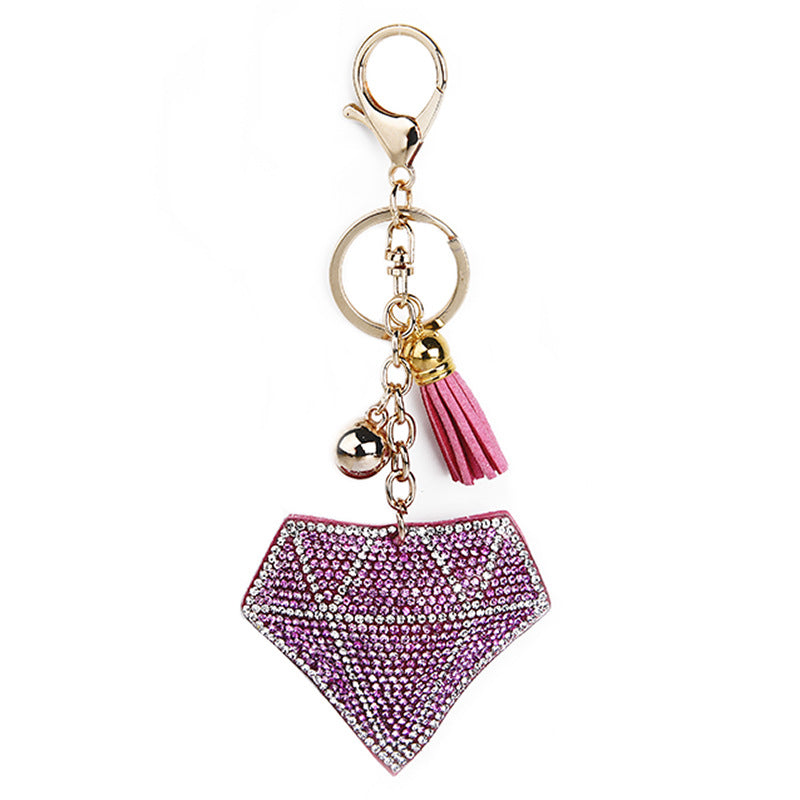 Wholesale Plush Tassel Inlaid Diamond Keychain