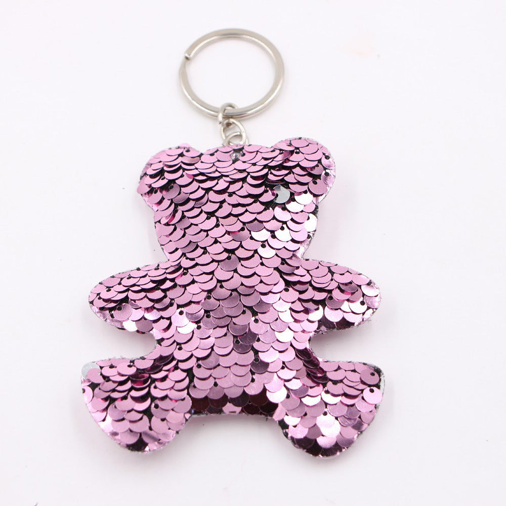 Wholesale Double Sided Sequined Heart Keychain Pendant Luminous Sparkly Bag Charm For Bags And Car Keys Chic Fashion Accessory