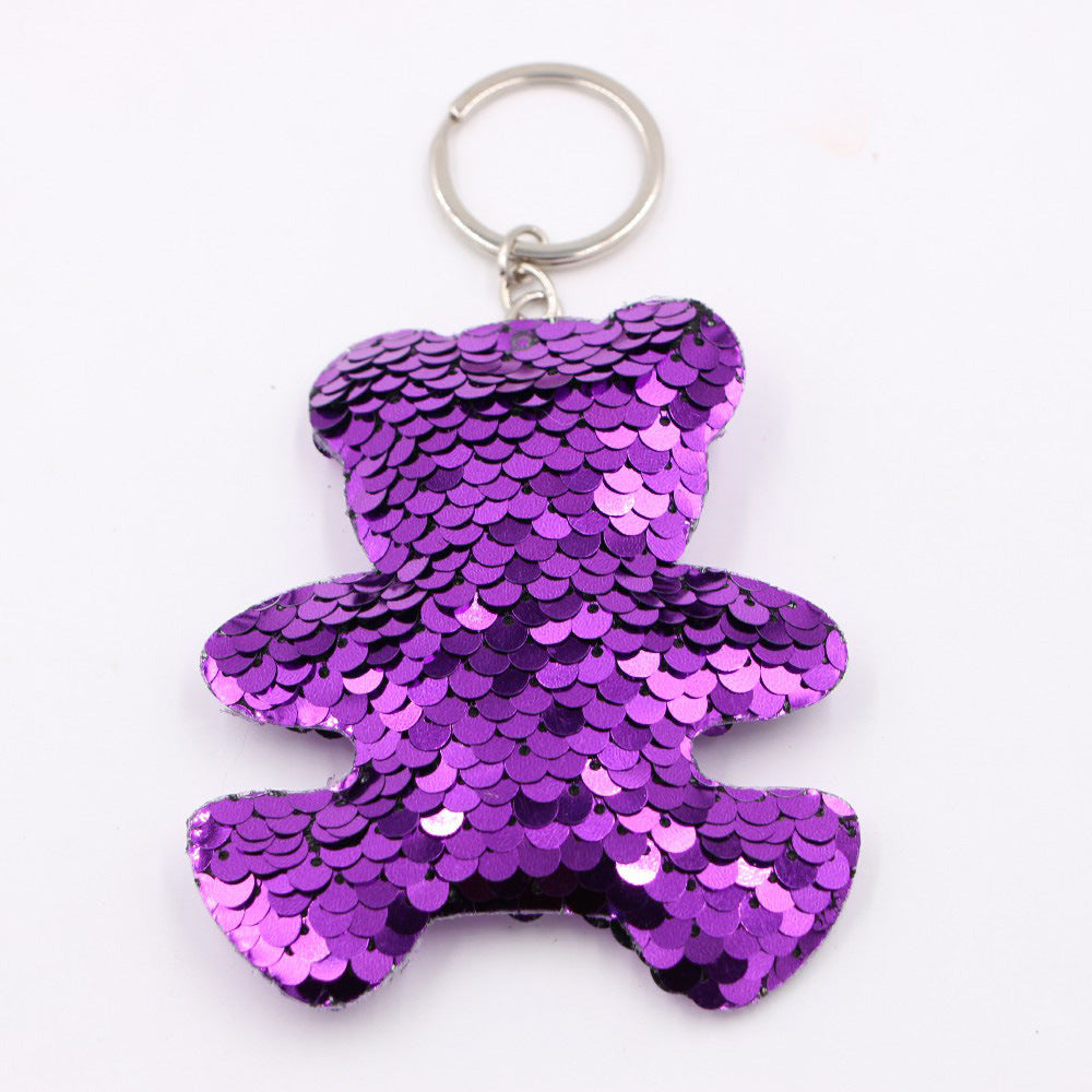 Wholesale Double Sided Sequin Unicorn Keychain Pendant Reflective Bag Charm Christmas Animal Gift