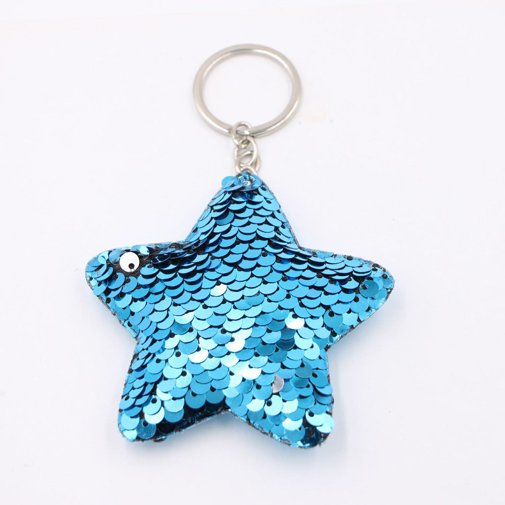 Wholesale Double Sided Sequin Unicorn Keychain Pendant Reflective Bag Charm Christmas Animal Gift