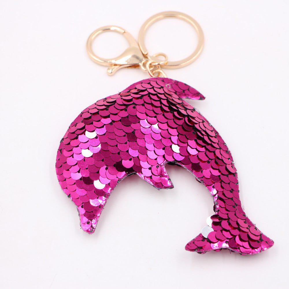 Wholesale Gold Star Sequin Keychain Chic Bag Charm Reflective Pendant For Ladies Purse Accessory