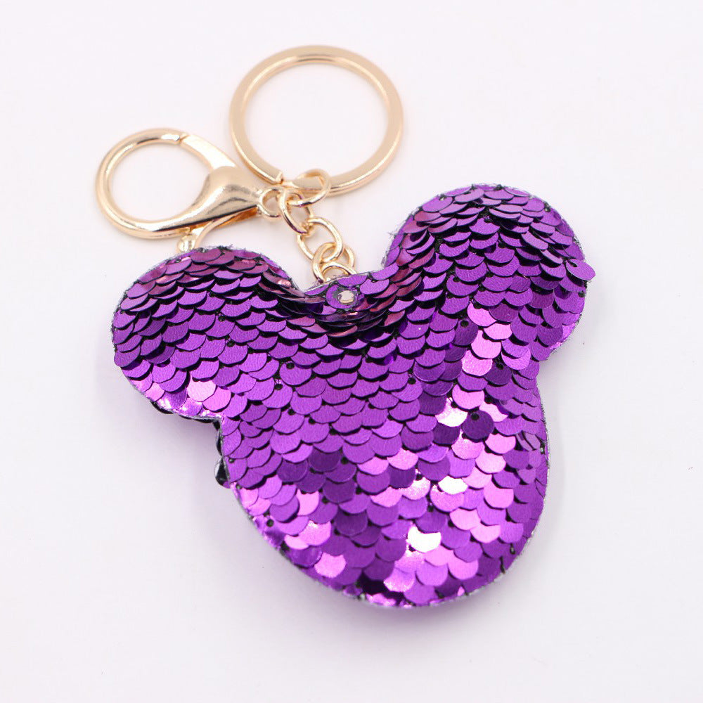 Wholesale Gold Star Sequin Keychain Chic Bag Charm Reflective Pendant For Ladies Purse Accessory