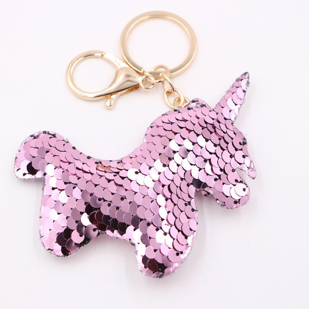 Wholesale Electroplated Sequin Heart Keychain Pendant Reflective Bag Charm Gift Car Key Accessory
