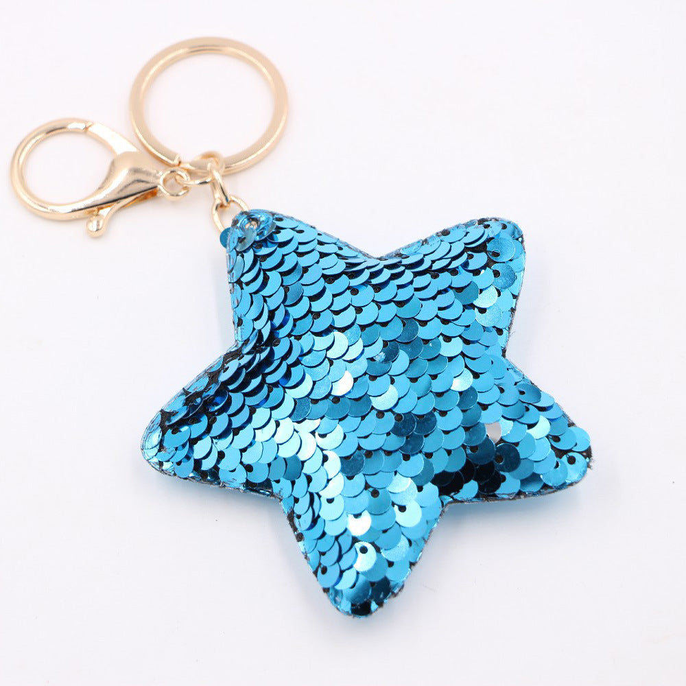 Wholesale Electroplated Sequin Heart Keychain Pendant Reflective Bag Charm Gift Car Key Accessory