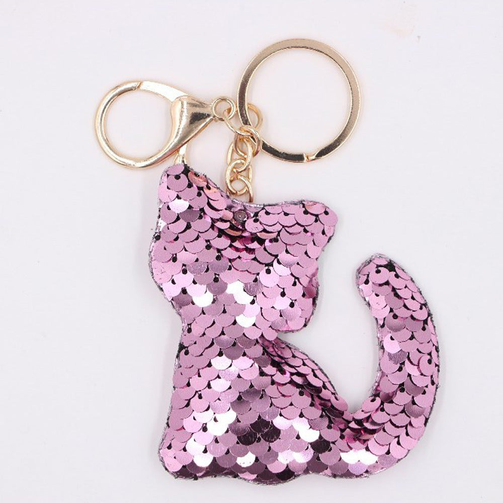 Wholesale Electroplated Sequin Heart Keychain Pendant Reflective Bag Charm Gift Car Key Accessory