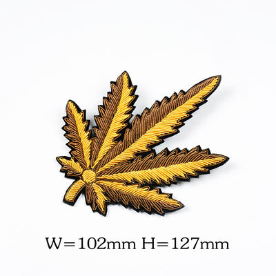 Wholesale DIY Hand Embroidered Indian Silk Patches Large Maple Leaf Brooch Clothes Hat Accessories